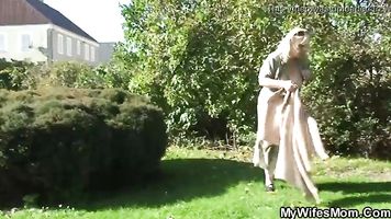 Busty m. in law taboo sex outdoors