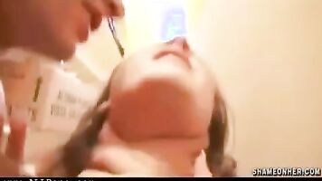 Two violent men force a drunk girl in a forced family porn video with anal sex.