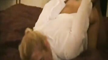 A mid aged mom cries and screams in agony in a brutal porn video.